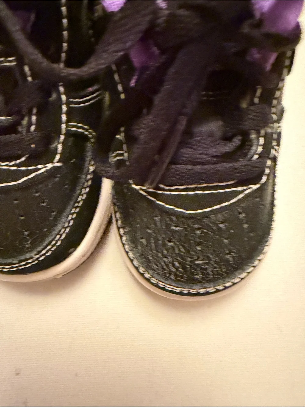 Kids Black and Purple Lace-Up Sneakers